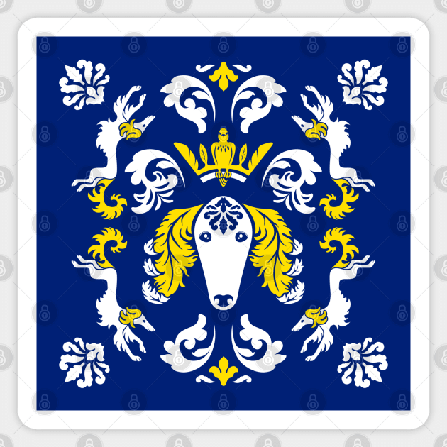 The Spirit of Saluki Damask (Blue) Sticker by illucalliart